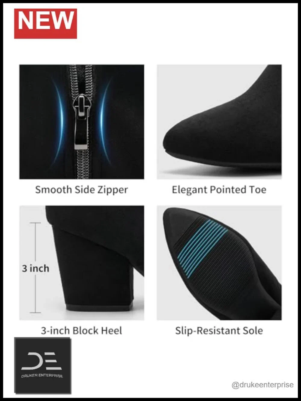Over the Knee Boots Women Stretch Suede Chunky Heel Pointed Toe Zip Block Heel